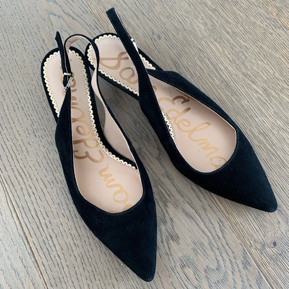 EUC Sam Edelman Black Suede kitten heels Size 6.5